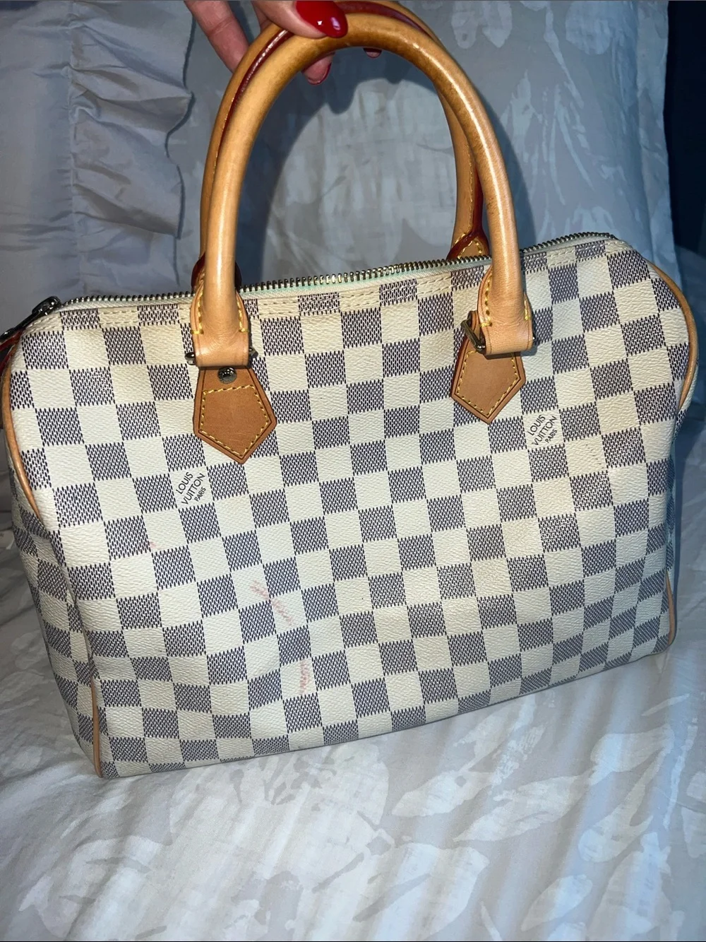 Checkered handbag - White/Blue Check